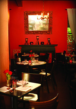 A bright red room