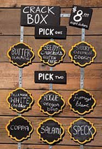 A sign with different food options on it