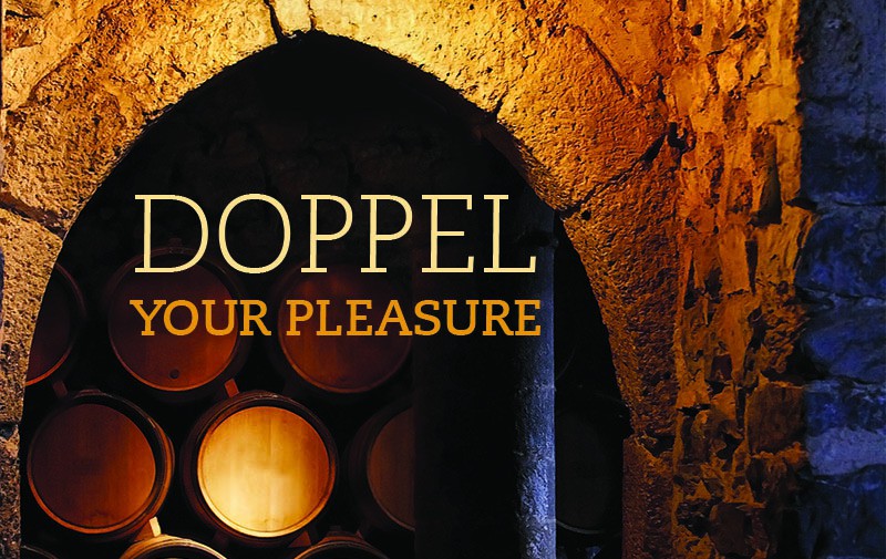 A German beer cellar filled with wooden barrels