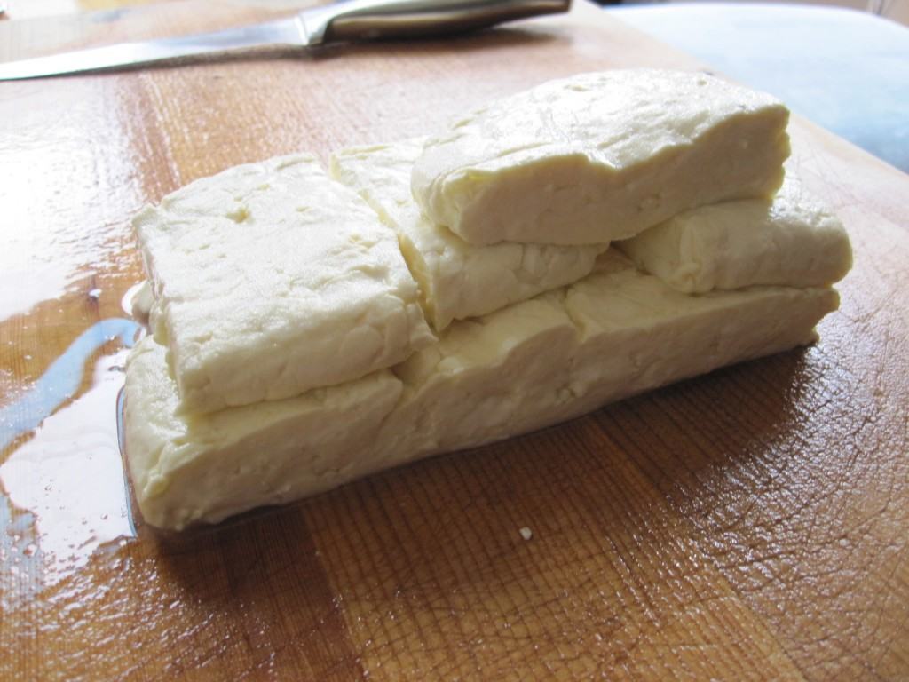 stacked curds "cheddaring"