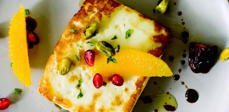 Seared Halloumi with Dates, Orange, and Pomegranate by Chef Jose Andres