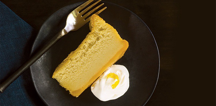 Made to look like a real wedge of cheese, Chef Lightner’s version of cheesecake uses two Jasper Hill Farm cheeses