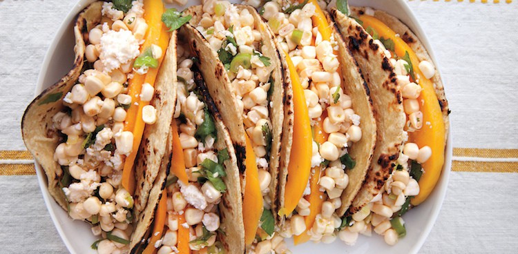 Cotija and Corn Tacos with Lime and Mango