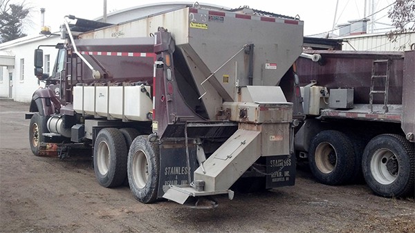 Milwaukee salt trucks are being outfitted with side-tanks filled with brine. Photo Credit: NPR