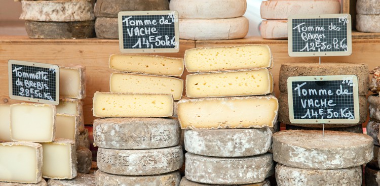 The breathtaking scope of cheeses in a French cheese shop