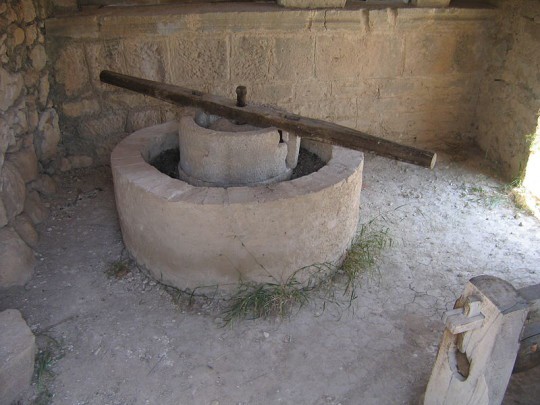 Reconstructed Roman olive press