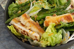Spring Salad with Asparagus, Halloumi, and Orange-Dijon Vinaigrette