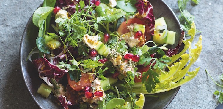 Shankleesh Salad with Parsley and Pomegranate