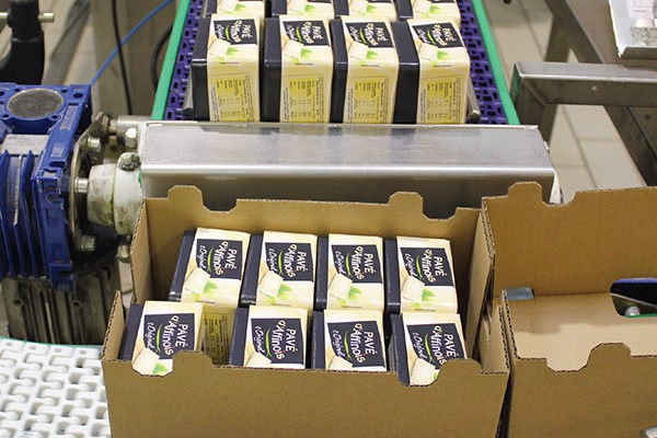 Freshly packaged blocks of Pavé d&rsquo;Affinois