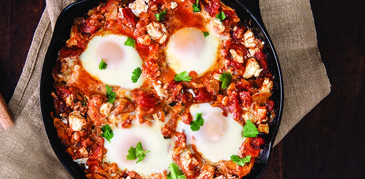 Shakshuka with feta and yogurt