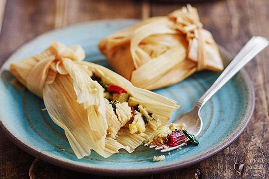 green vegetable tamales. Photographed by Lauren Volo