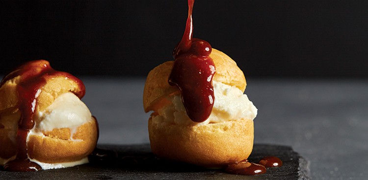 Profiteroles with Gruyère Caramel