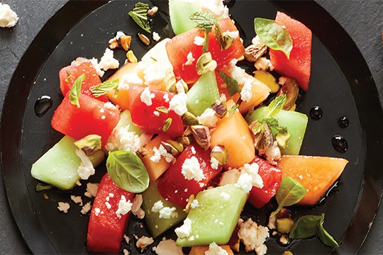 Président Feta Crumbles and Compressed Melon Salad
