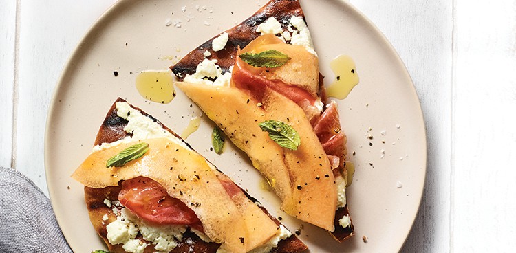 prosciutto-melon flatbreads