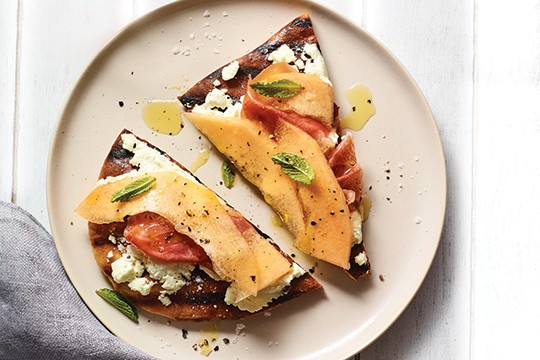 prosciutto-melon flatbreads