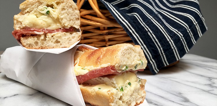 French Baguette Sandwich with Brie du Pommier