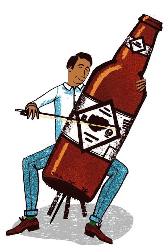 abstract illustration of man playing cello